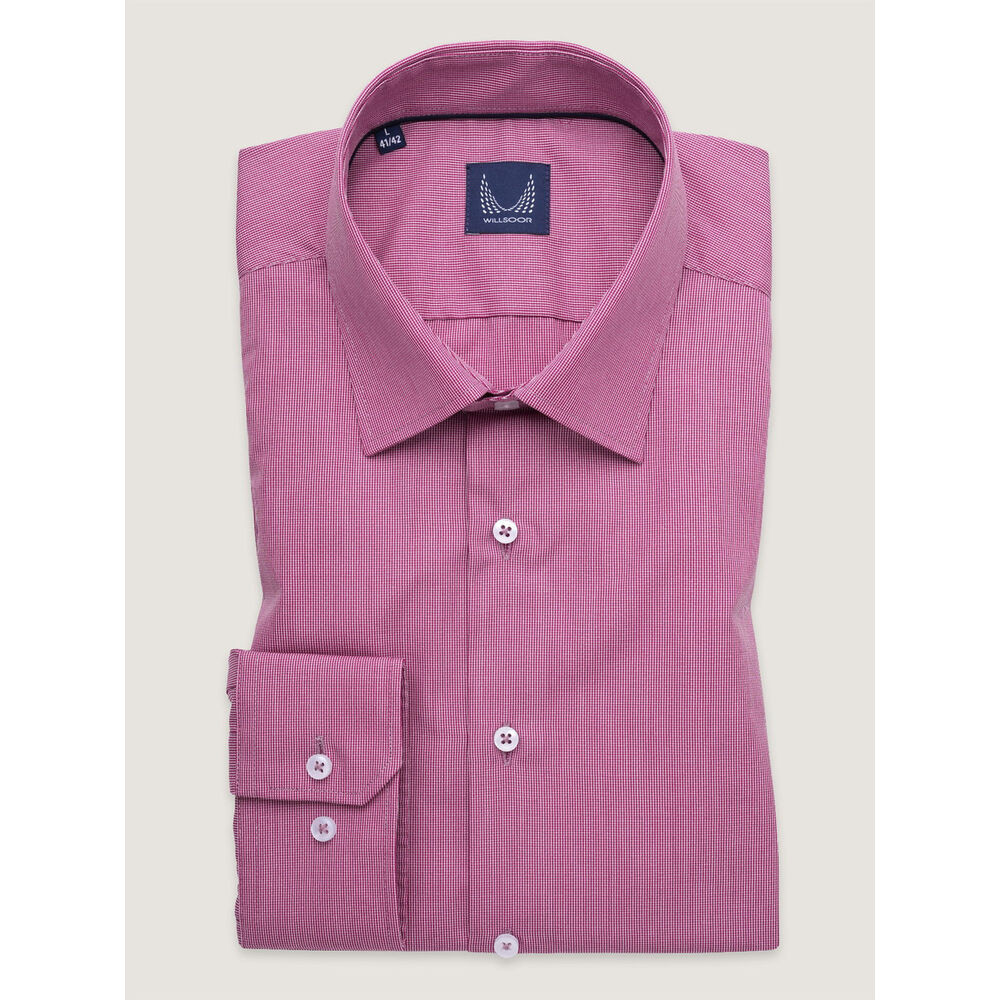 Pánska košeľa slim fit červenej farby s jemným vzorom 17871