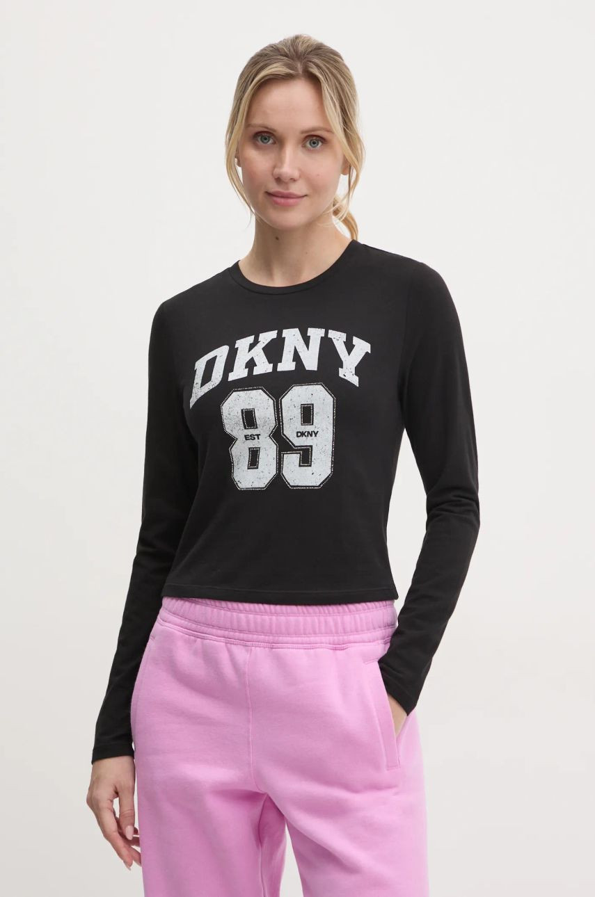 Tričko s dlhým rukávom Dkny dámske, čierna farba, DP4T9979