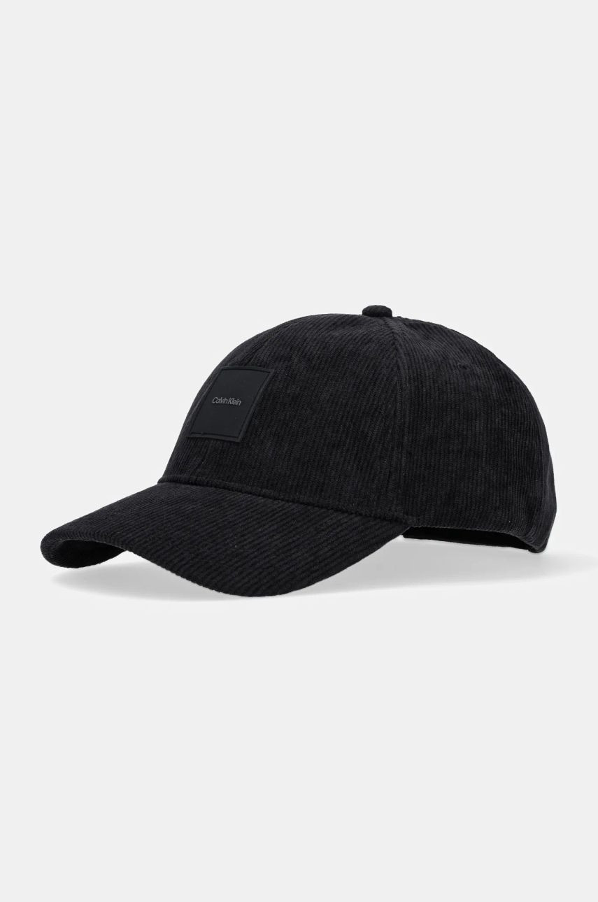 Menčestrová baseballová čiapka Calvin Klein čierna farba, s nášivkou, K50K512612