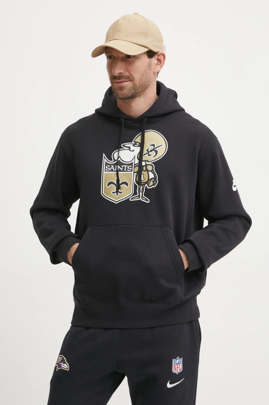 Mikina Nike New Orleans Saints pánska, čierna farba, s kapucňou, s potlačou, NKDK-00A-7WV-13L