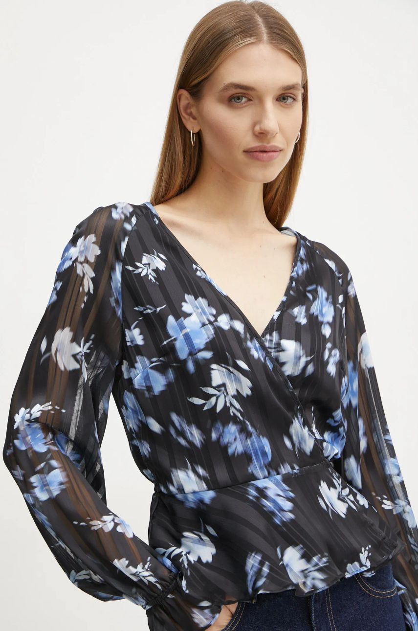 Blúzka Guess dámska, čierna farba, vzorovaná, W5RH19 WGWV2