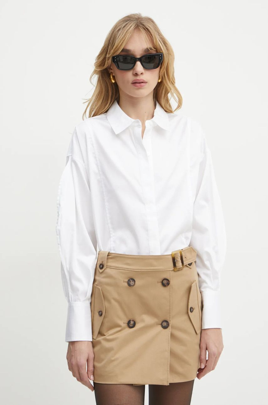 Košeľa Guess AMA dámska, béžová farba, regular, s klasickým golierom, W5RH58 WAF10