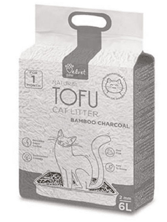 Podstielka pre mačky Velvet Paw Tofu s bambusovým uhlím 6L