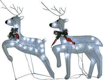 Shumee vianočné soby 2 ks, biele 40 LED diód