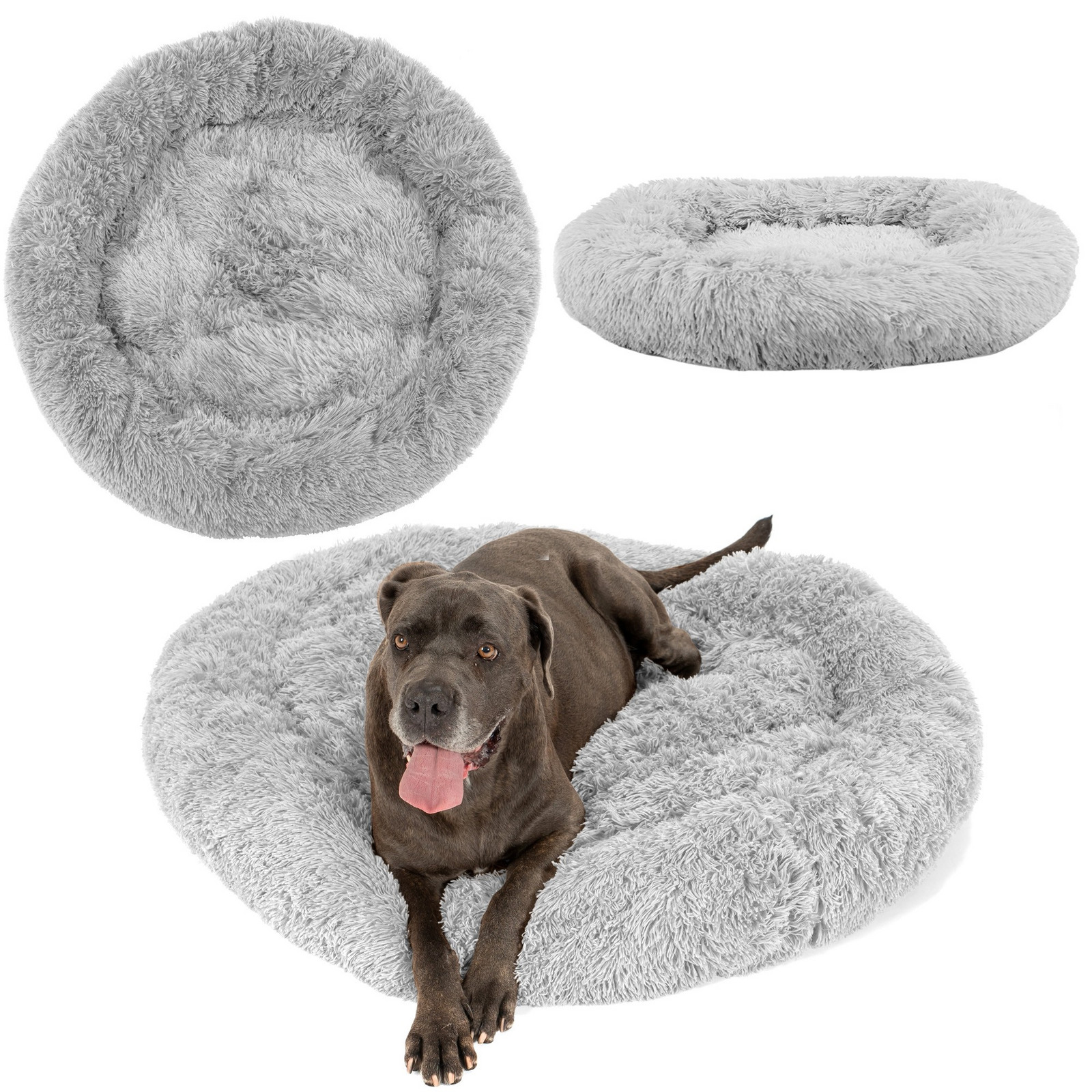 Kulatý pelíšek pro psy a kočky PLUSH vel. L 100 cm světle šedý