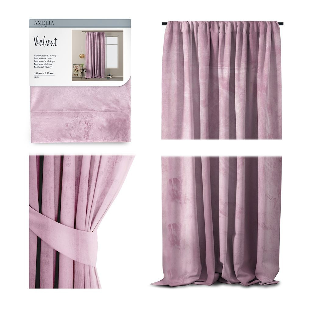 Záves AmeliaHome Velvet III ružový