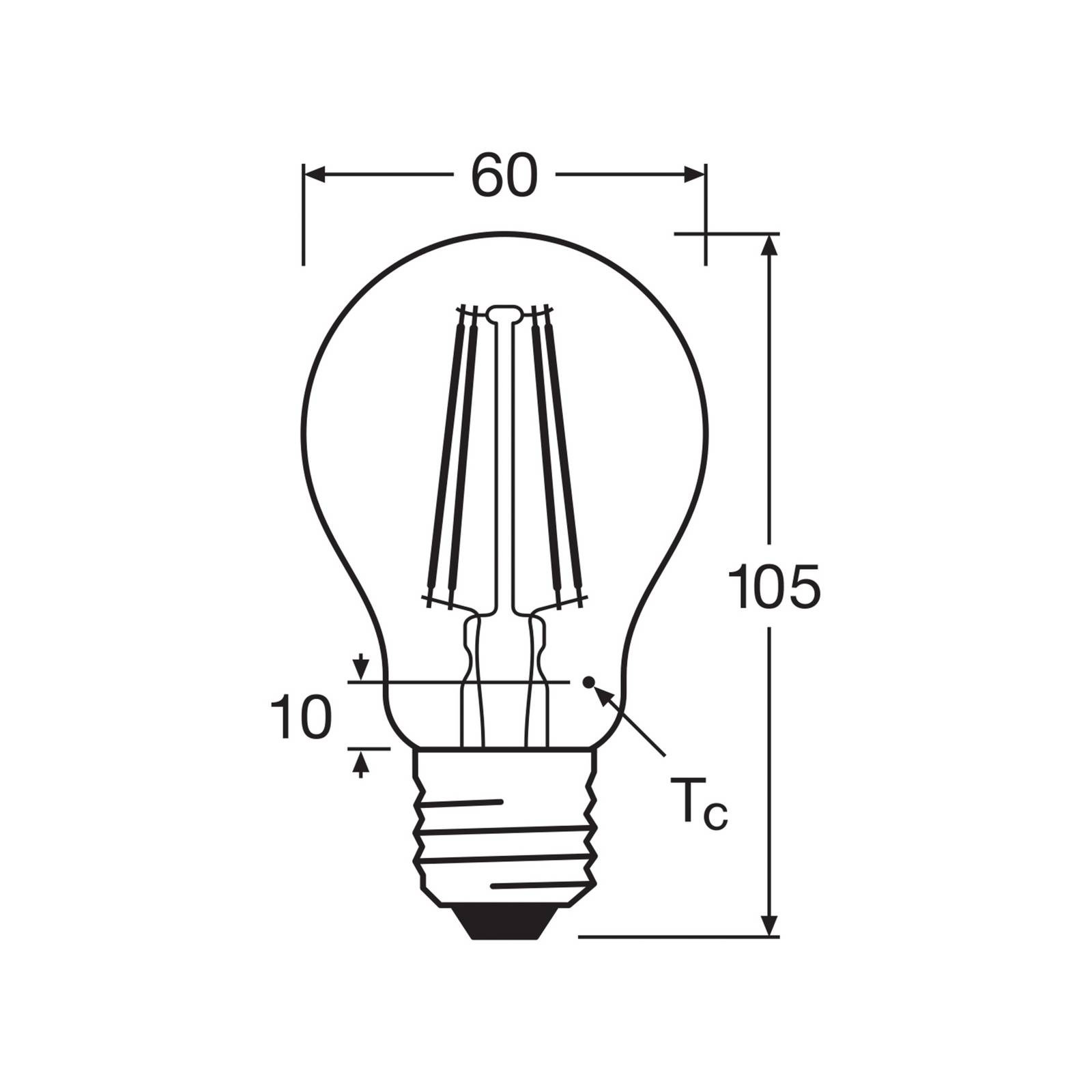 OSRAM LED žiarovka Filament E27 6,5W 827 4-pack