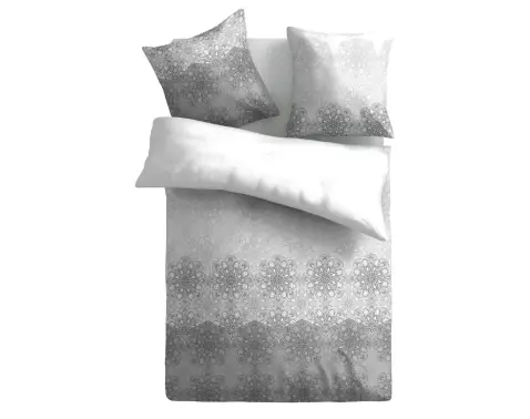 Obliečky Essencia 140x200 cm,  šedo-biele ornamenty, bavlnený satén%