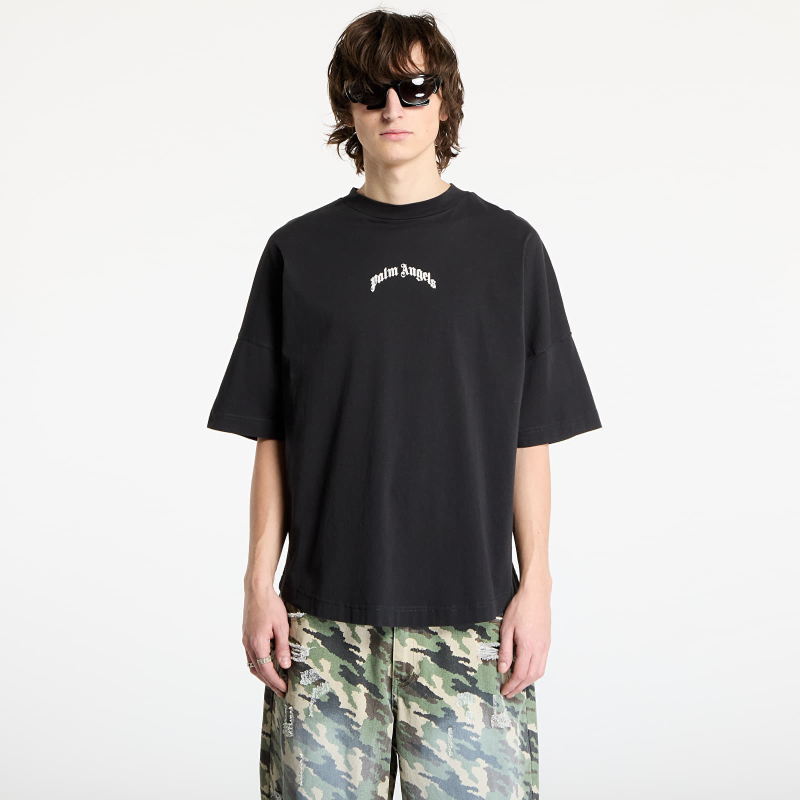 Tričko Palm Angels Back Curved Logo Oversized Tee Black/ Off White L