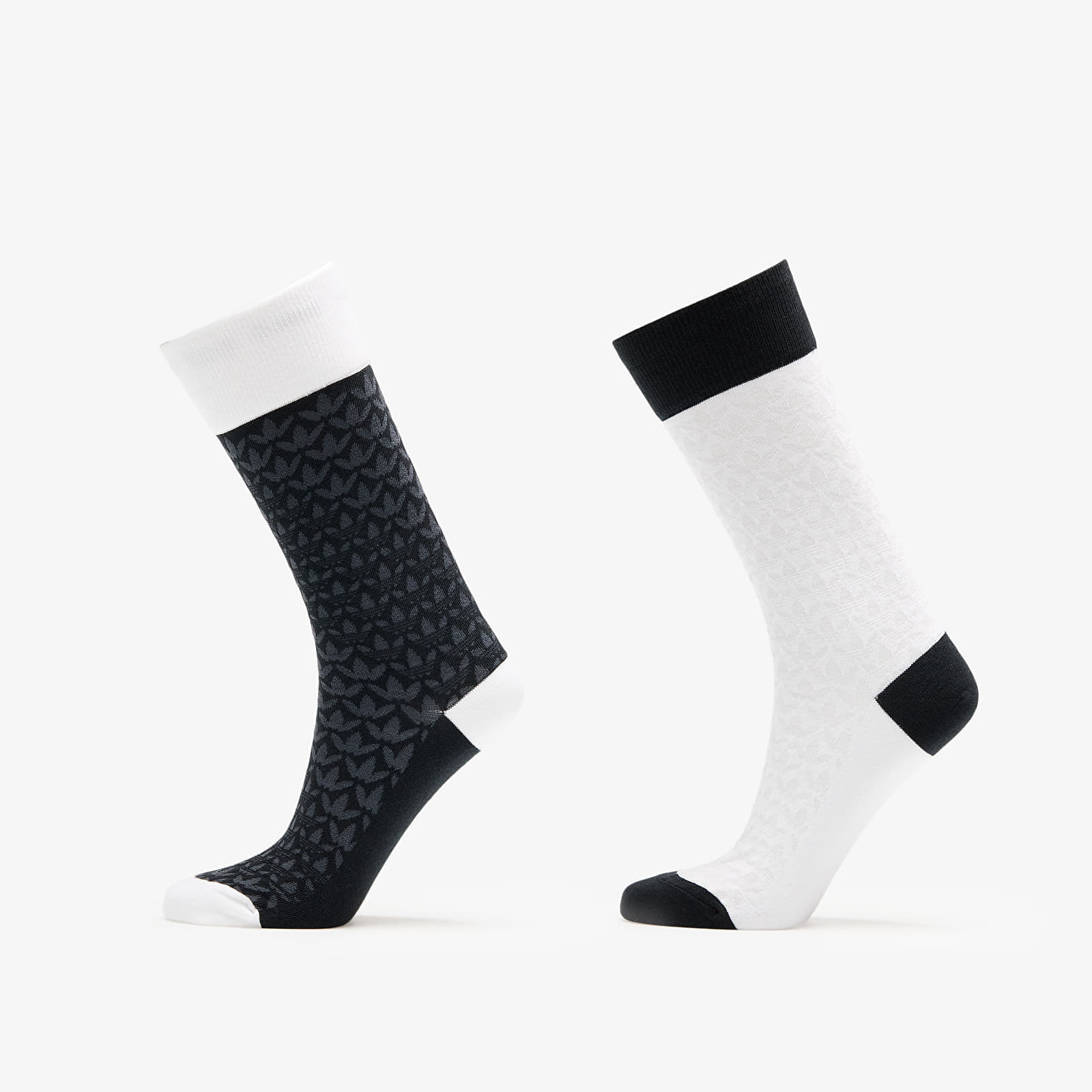 adidas Monogram Crew Socks 2-Pack Black/ White M
