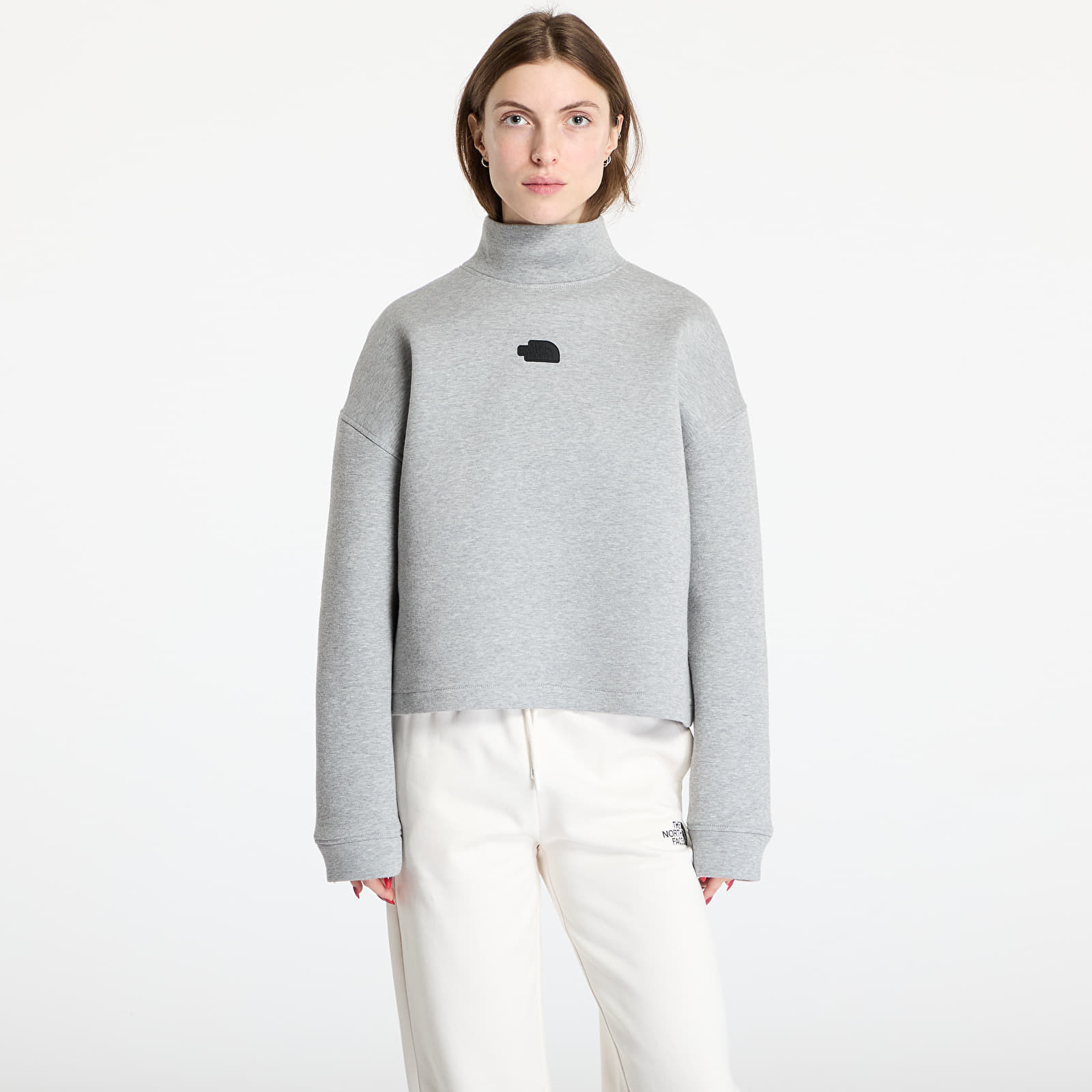 Mikina The North Face Mock Neck Relaxed Sweater Metalic Silver L
