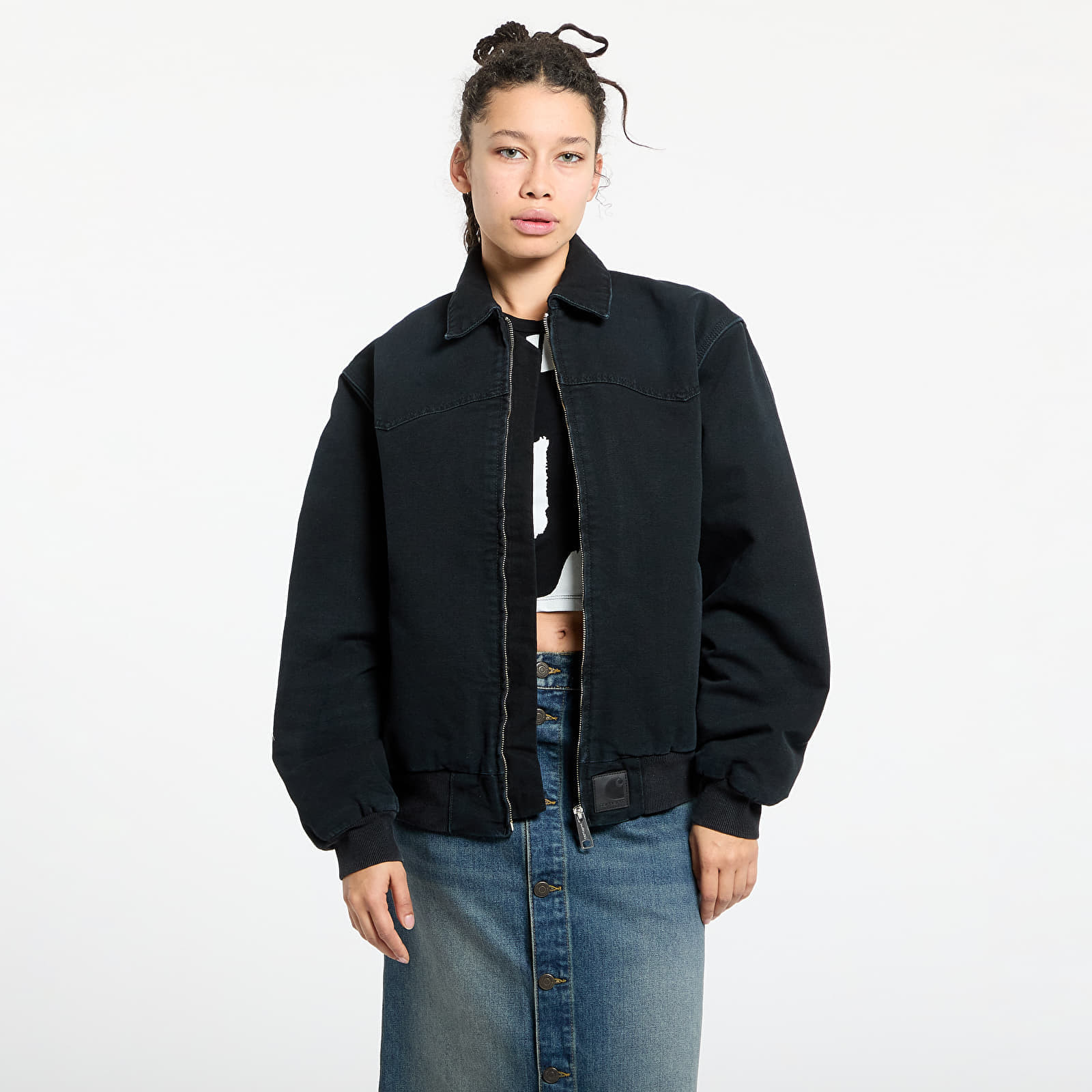 Bunda Carhartt WIP OG Santa Fe Jacket UNISEX Black/ Black Stone Canvas L