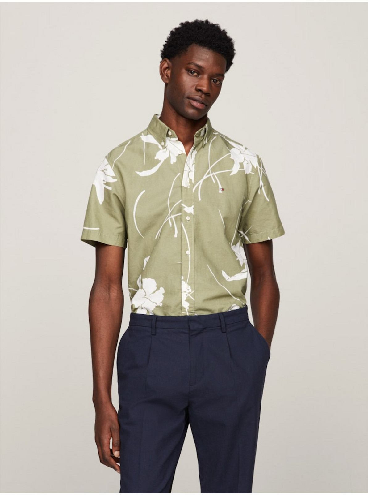 Green Men's Short Sleeve Shirt Tommy Hilfiger - Men