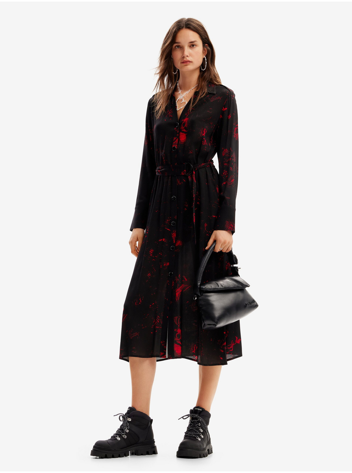 Women's shirt dress Desigual Scribbles Lacroix - Women's