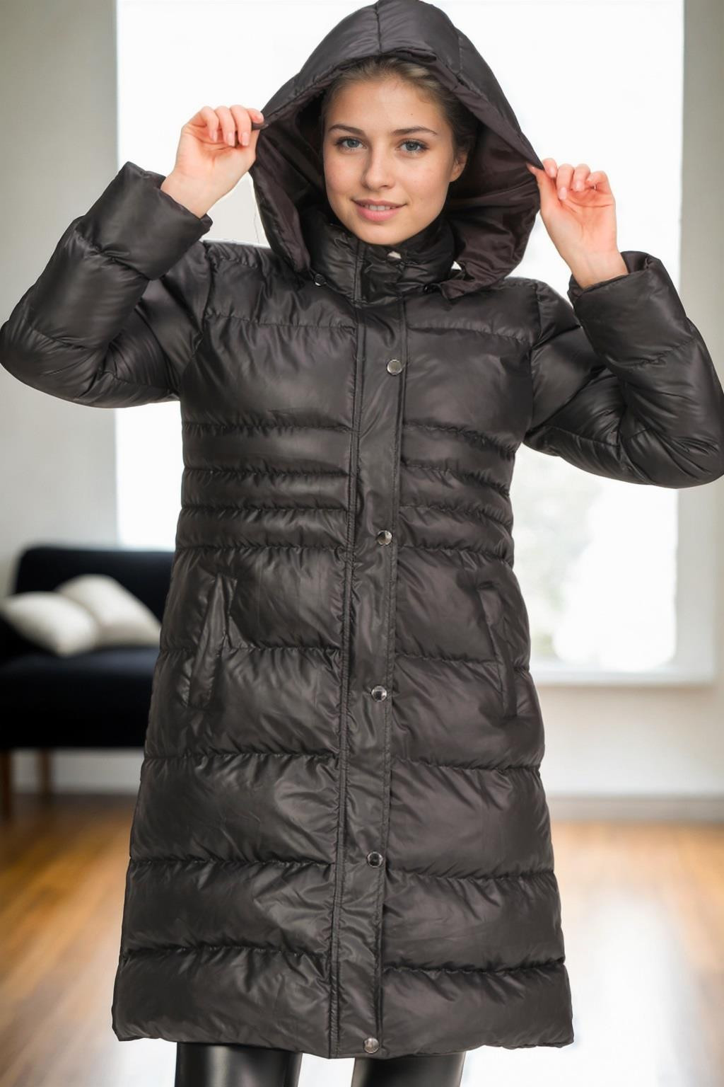 Z6731 DEWBERRY HK STYLE WOMEN'S COAT-BLACK-1