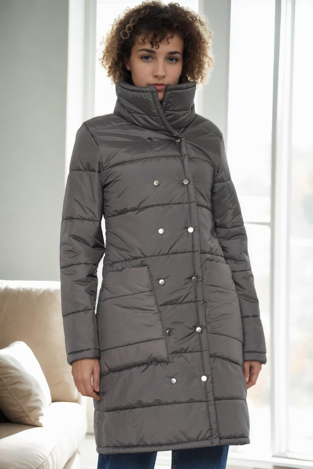 Z6647 DEWBERRY WOMEN'S COAT-ANTHRACITE-1