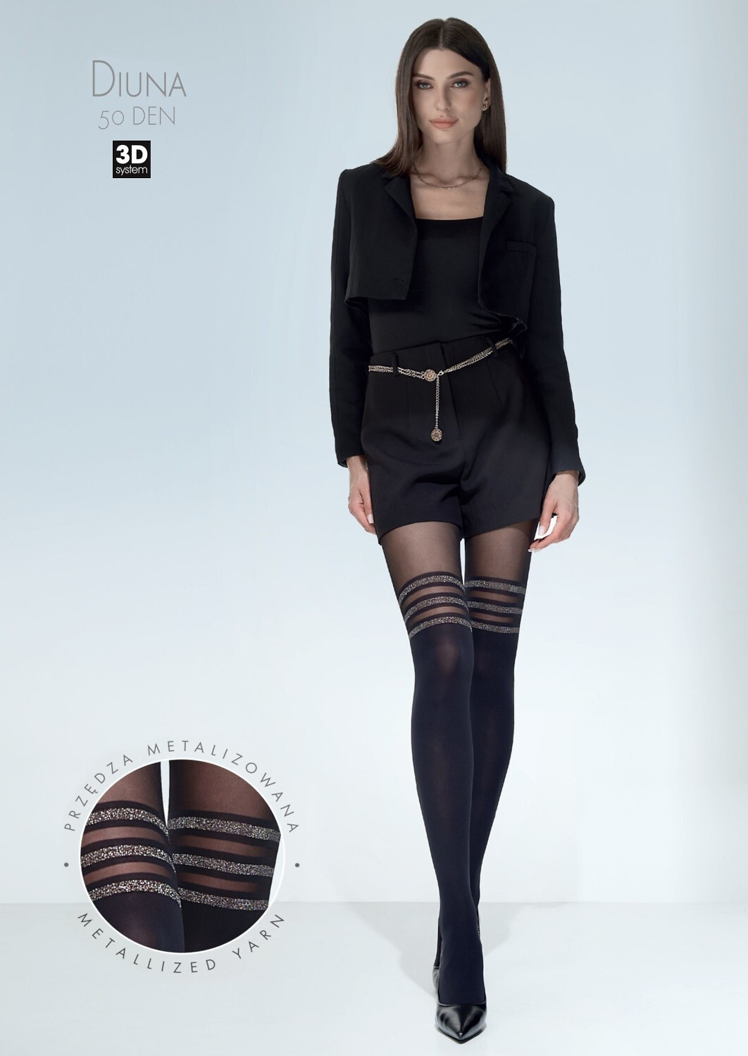 Dámske pančuchové nohavice Knittex Diuna 3D 50 den 2-4 nero 4-L