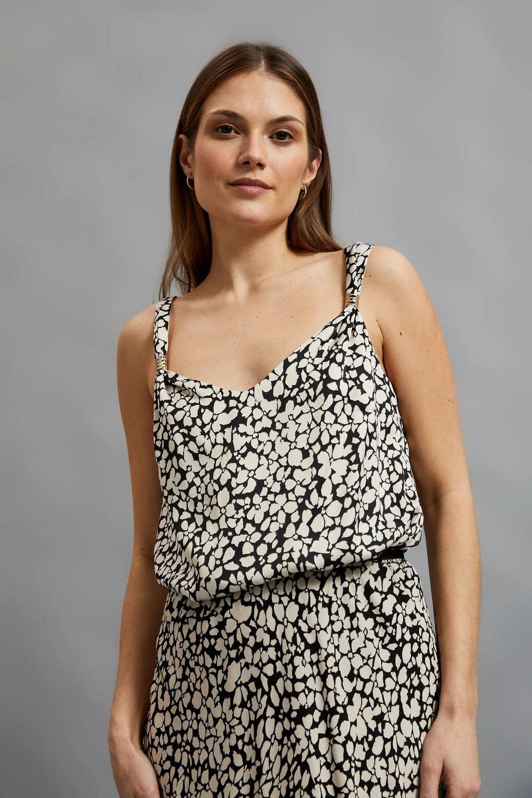 Dámsky top MOODO - ecru white/black XS