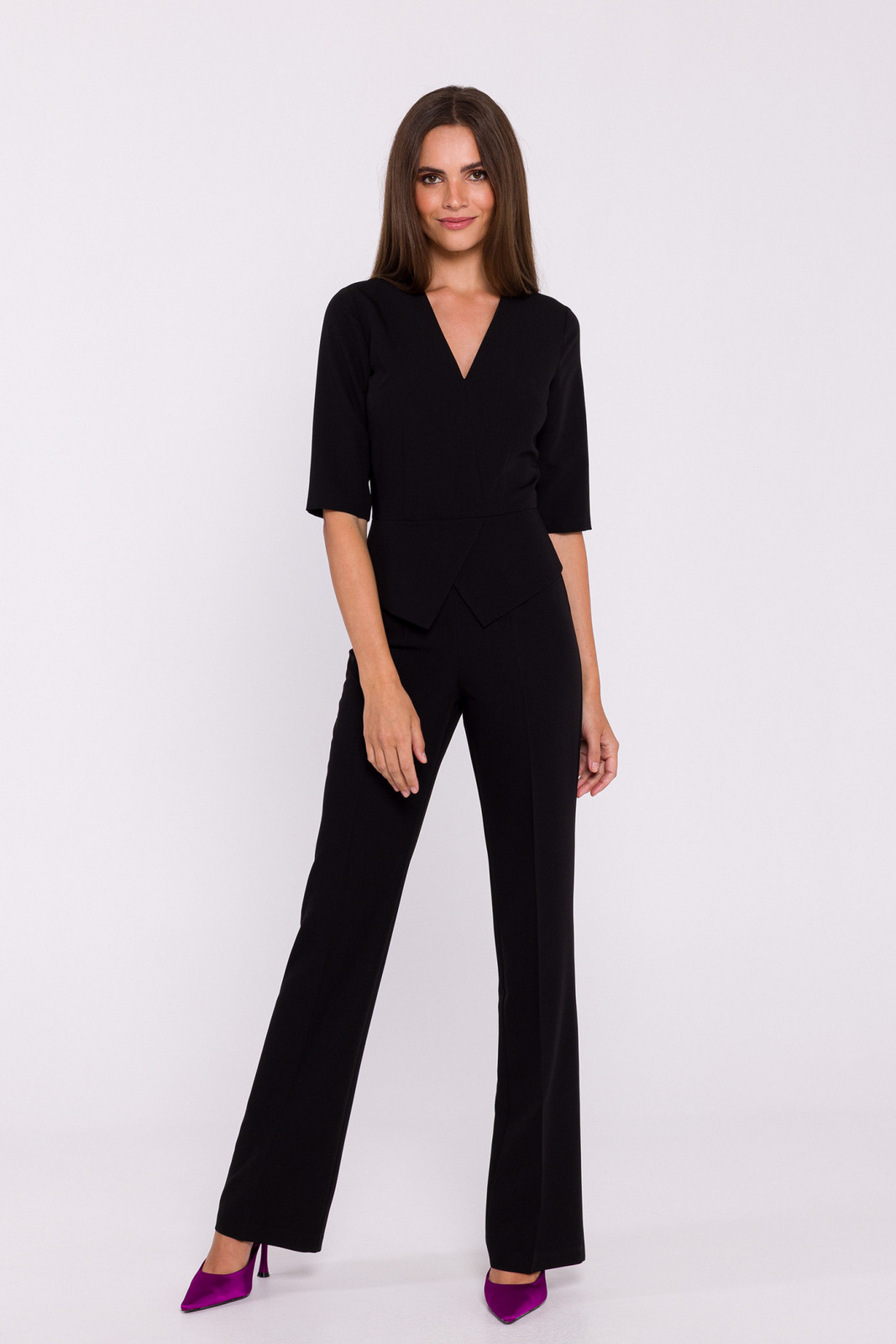 S377 Peplum overal - čierny EU S