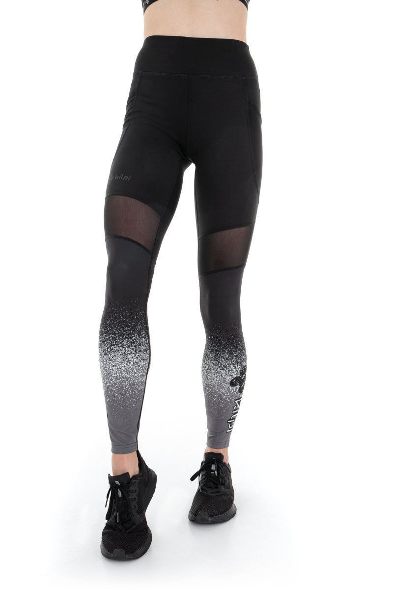 Dámske legíny Ligano-w Black with White Pattern - Kilpi 44/2XL černá s bílou