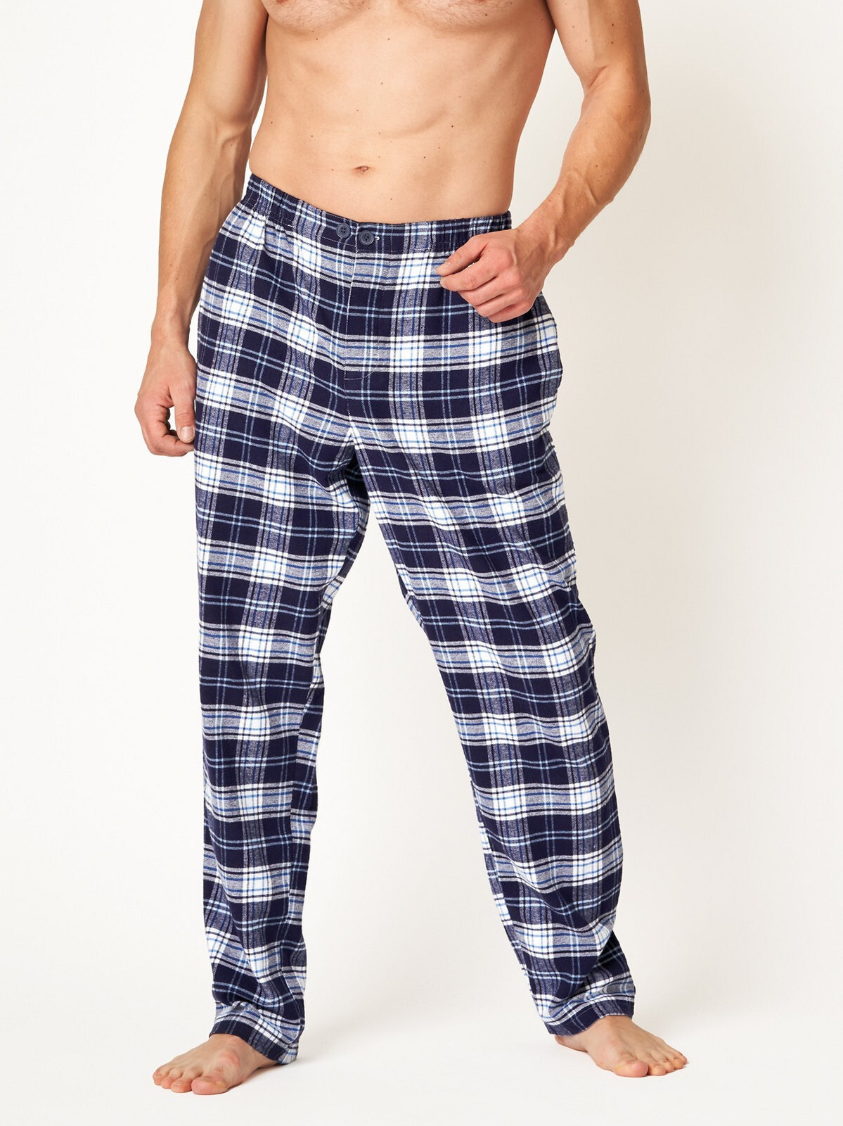 Pánske pyžamové nohavice Key MHT 412 B24 M-2XL tmavě modrá - mřížka M