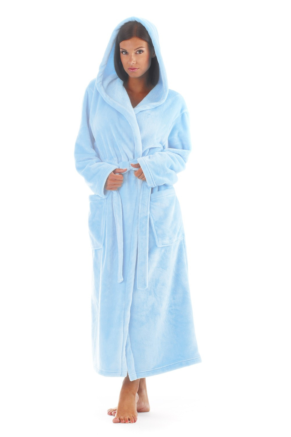Dámsky župan Siena s kapucňou 3156 light blue - Vestis XXL