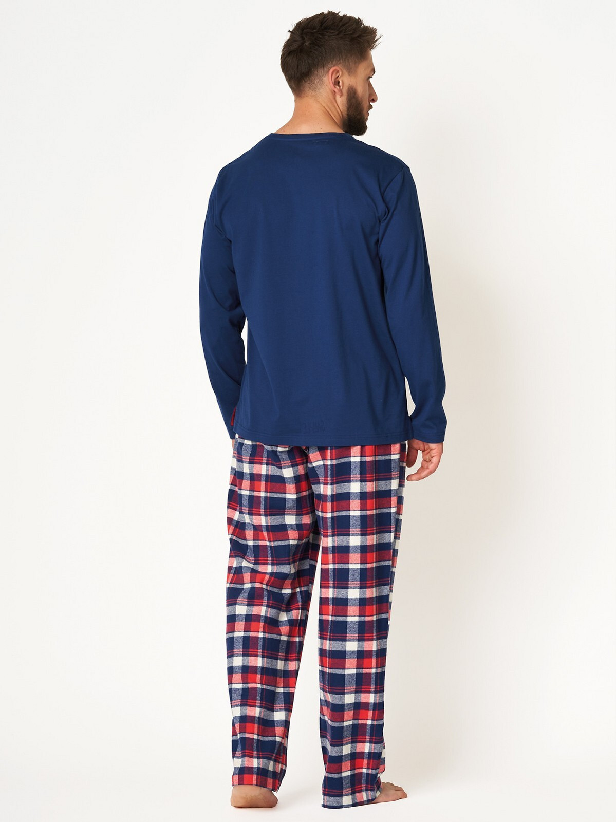 Pánske pyžamo Key MNS 613 B24 Flanel M-2XL tmavě modrá M