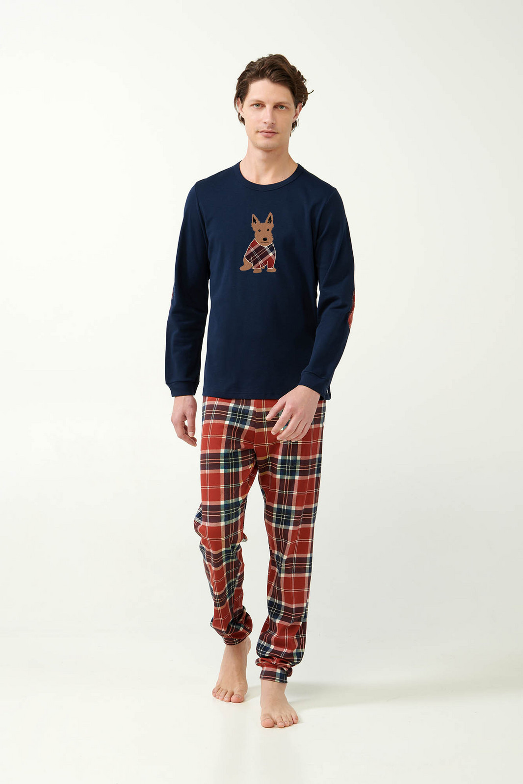 Vamp - Vianočné pánske pyžamo v škótskom tartane 21514 - Vamp blue M