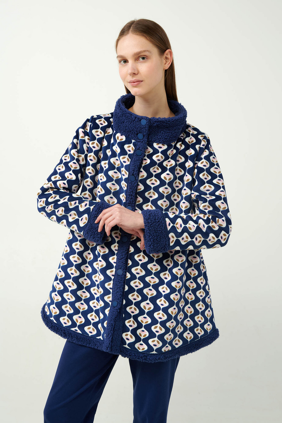 Vamp - Župan s gombíkmi a potlačou 21411 - Vamp blue print L