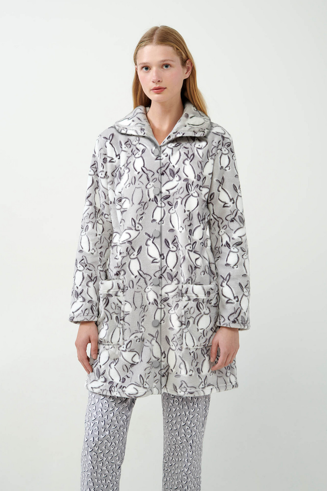 Vamp - Župan s gombíkmi a potlačou králika 21459 - Vamp light gray S