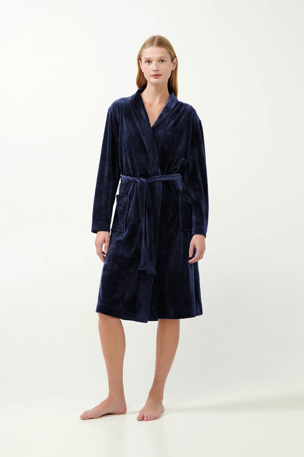 Vamp - Jednofarebný zamatový župan 21163 - Vamp blue M
