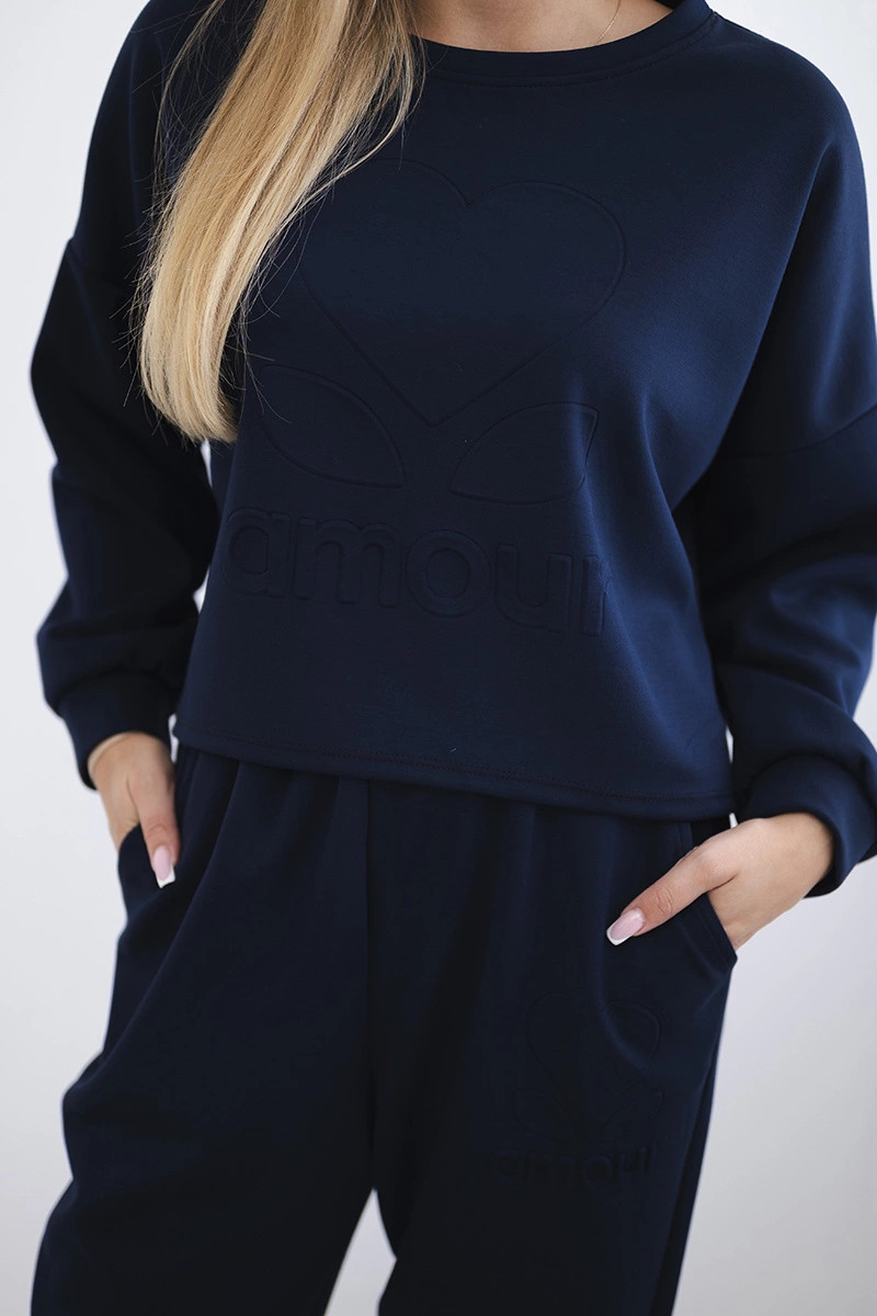 Viskózový set Amour tepláková súprava + nohavice námornícka modrá UNI