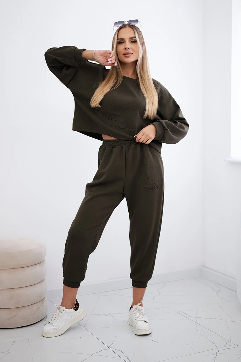 Viskózový set Amour tepláková súprava + nohavice khaki UNI