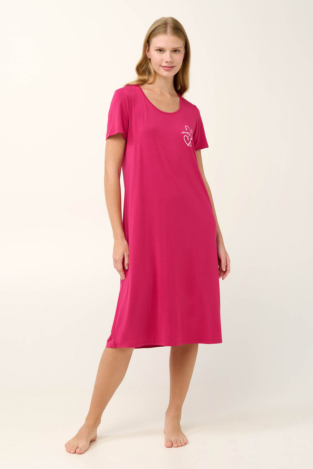 Vamp - Lesklá nočná košeľa 20955 - Vamp fuchsia berry S