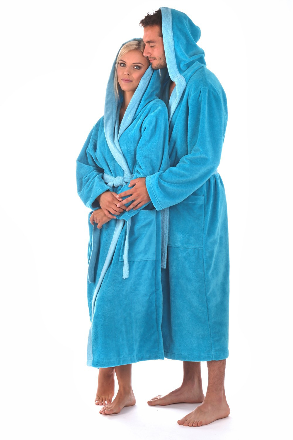 Unisex župan Tampa duo s kapucňou 3959 tyrkysový - Vestis S