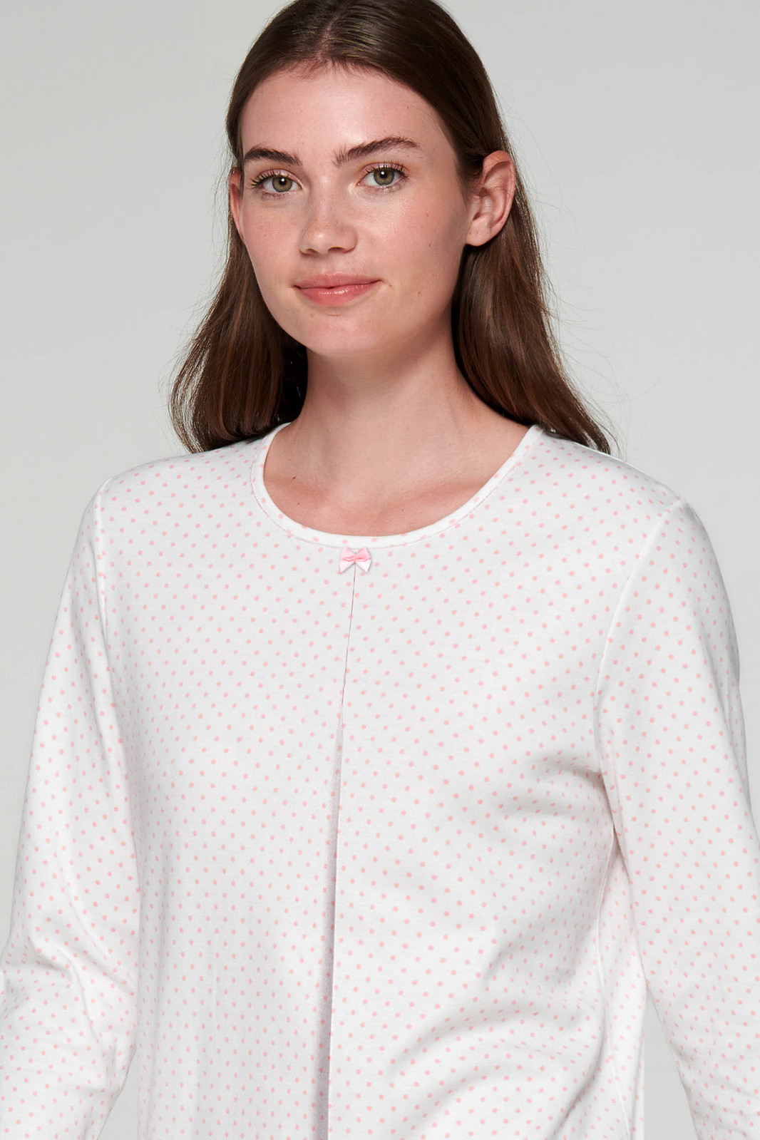 Vamp - Bavlnená nočná košeľa s bodkami 21931 - Vamp pink blush L