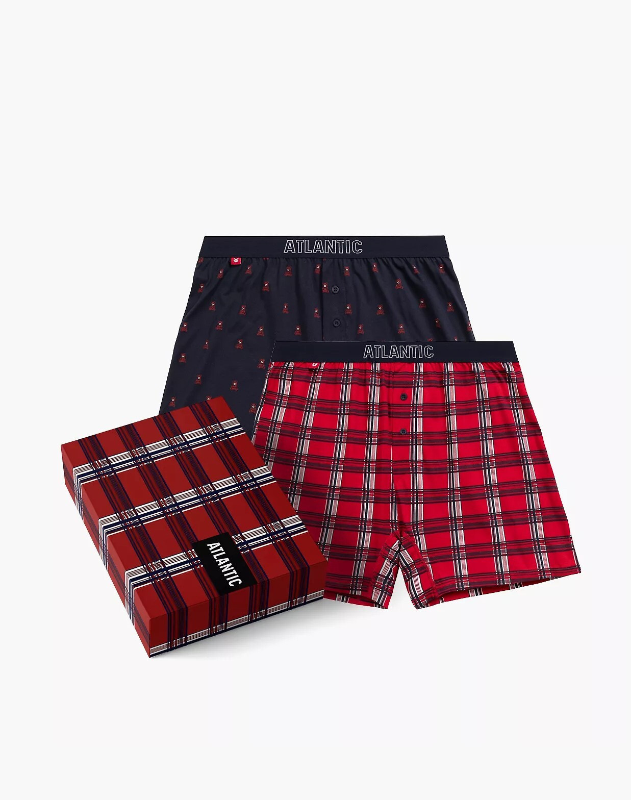 Atlantic pánske boxerky 2GMB-007 A'2 S-2XL námořnická modř-červená XXL