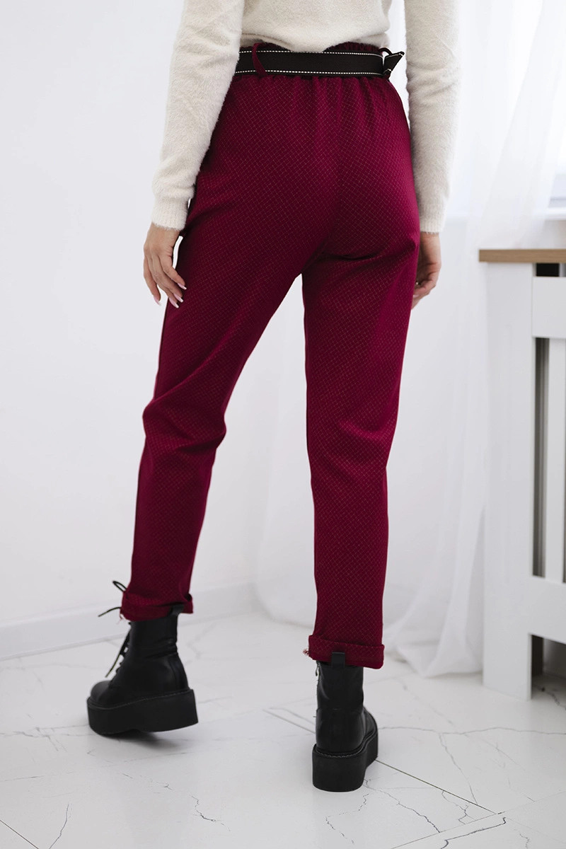 Viskózové nohavice s jemným vzorom Burgundy UNI