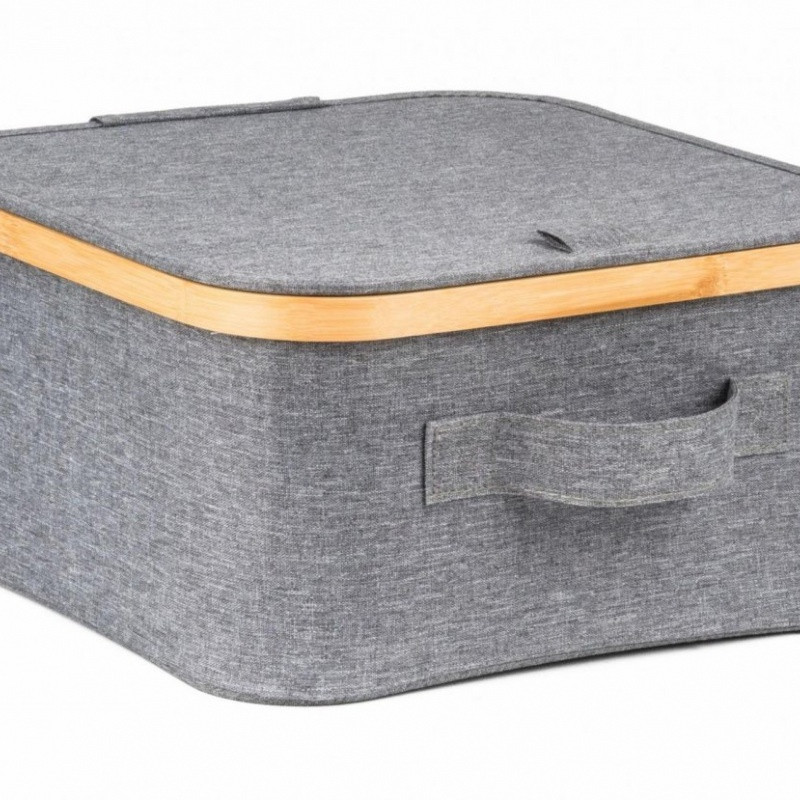 G21 Úložný box  30 x 30 x 15 cm, bambusový s víkem, šedý