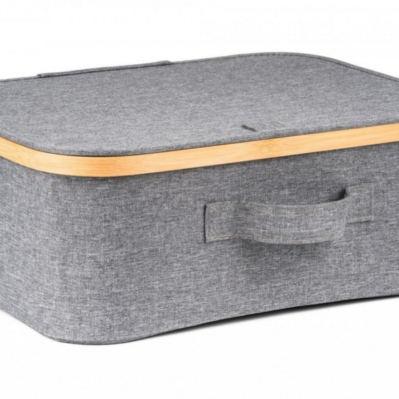 G21 Úložný box  40 x 30 x 15 cm, bambusový s víkem, šedý