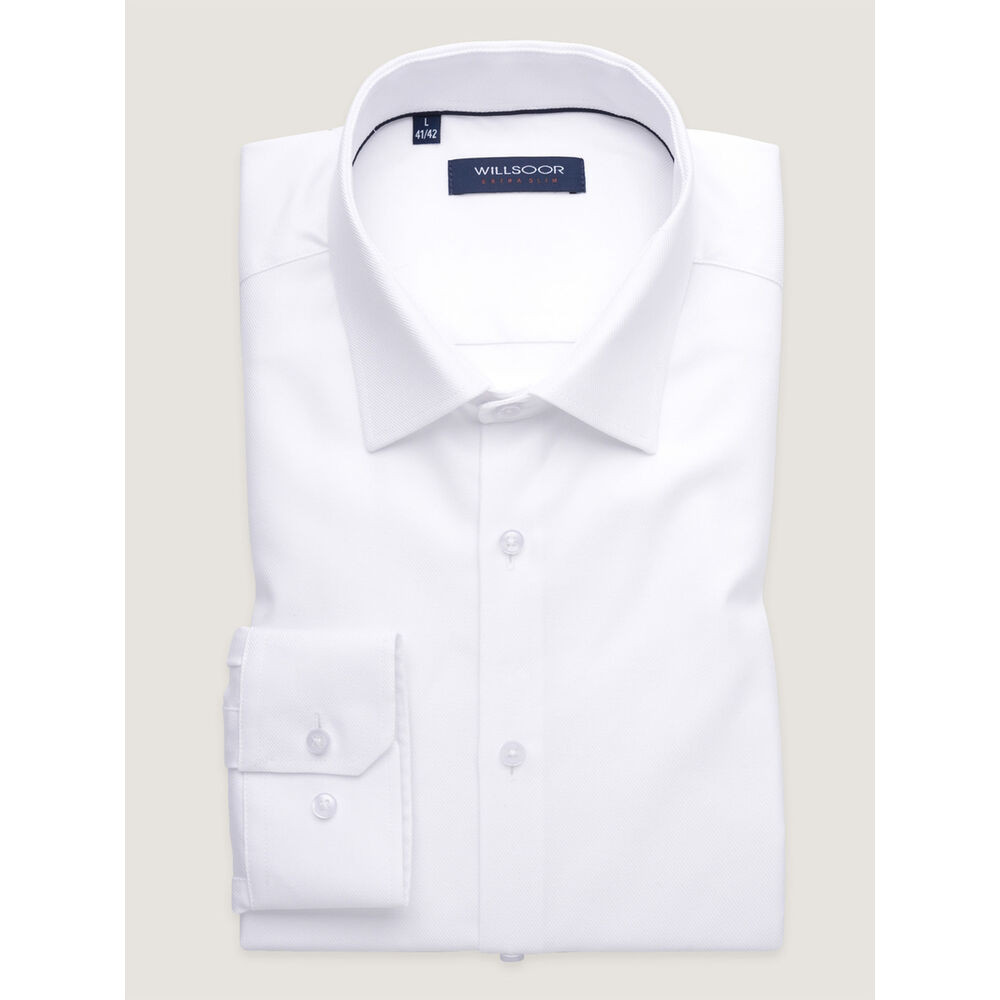 Pánska biela košeľa extra slim fit s jemným prúžkovaným vzorom 17893