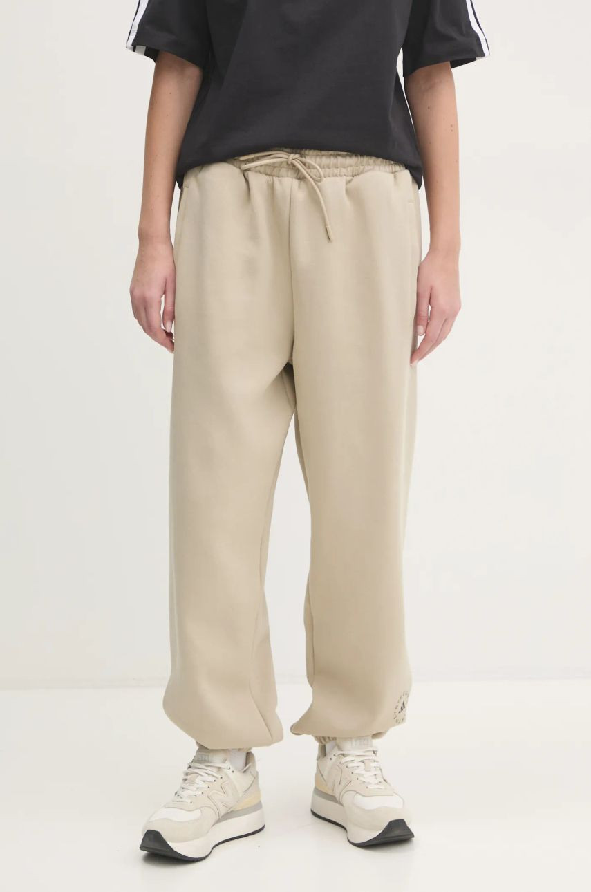 Tepláky adidas by Stella McCartney béžová farba, s potlačou, JI5168