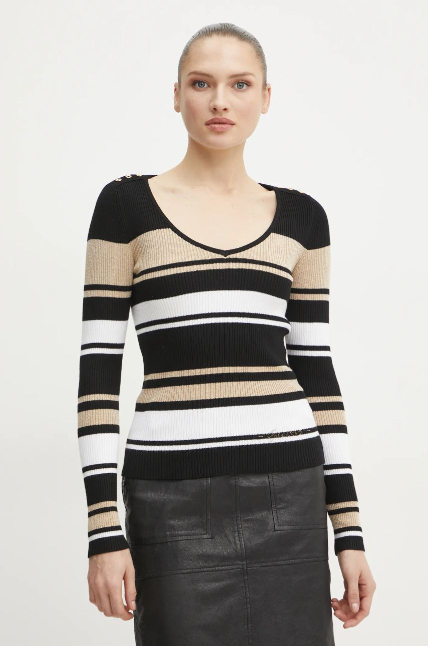 Sveter Guess EVIE dámsky, čierna farba, tenký, W5RR22 Z2Y72