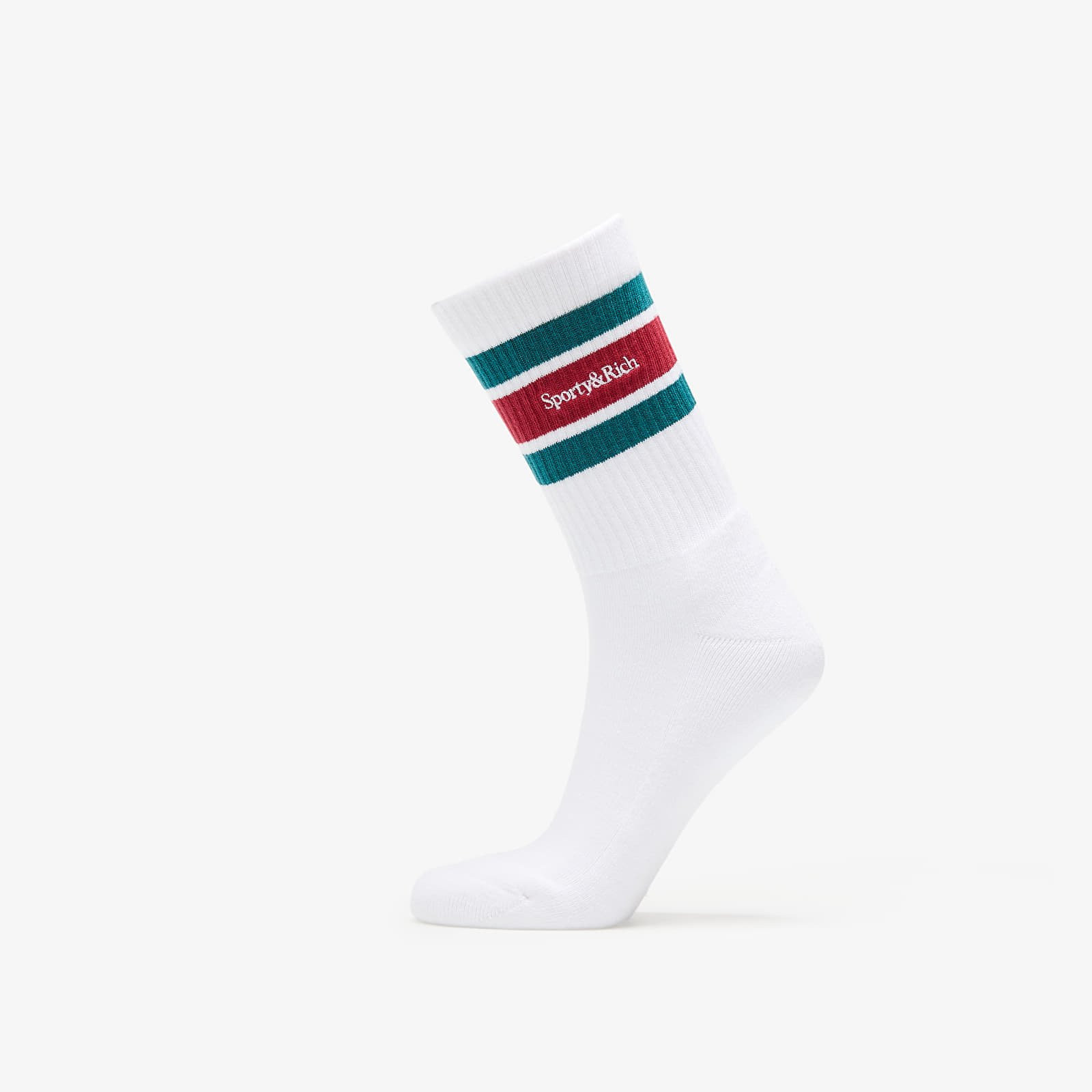 Sporty & Rich Serif Logo Striped Socks UNISEX White/ Navy/ Gold/ Navy Universal