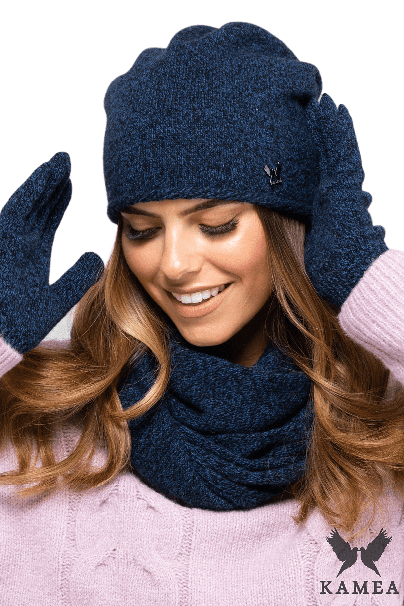 Kamea Woman's Set Hat&Chimney K.19.274.12 Navy Blue