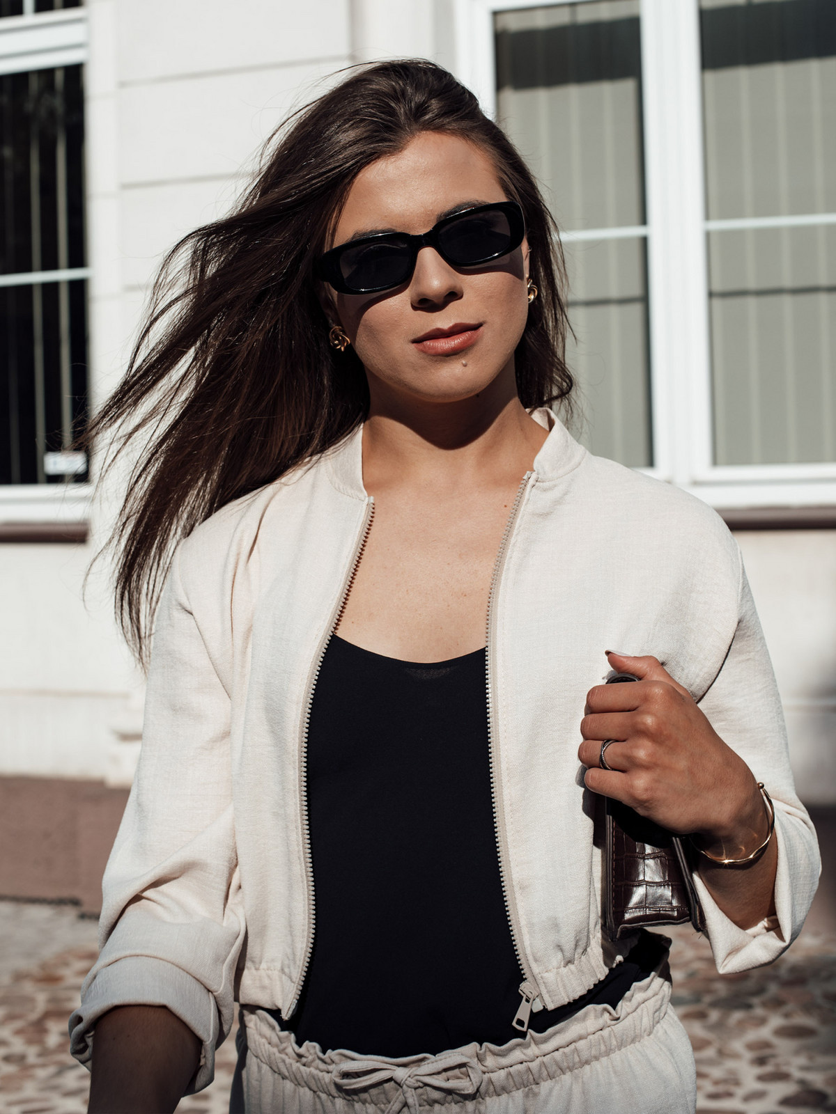MADDIE dámska bunda bomber light beige Dstreet RY2655 Univerzální