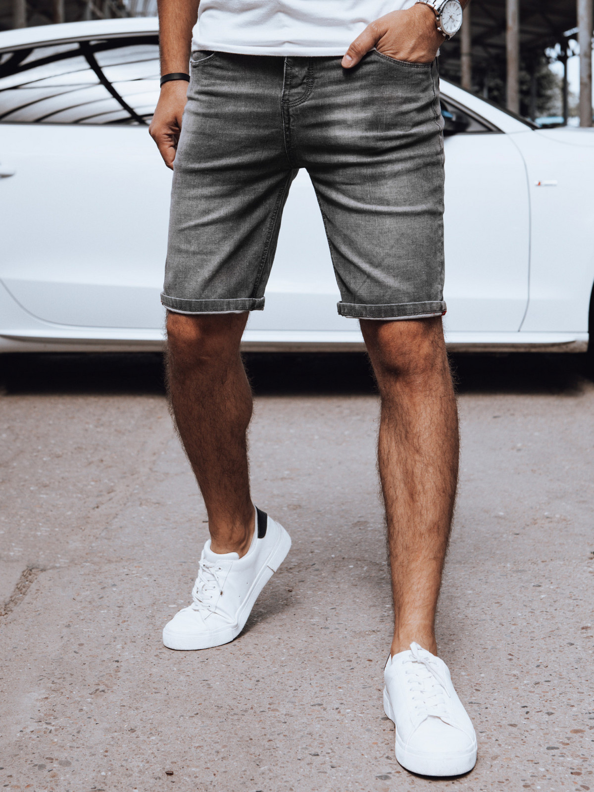 Pánske džínsové šortky tmavosivé Dstreet SX2398 s29