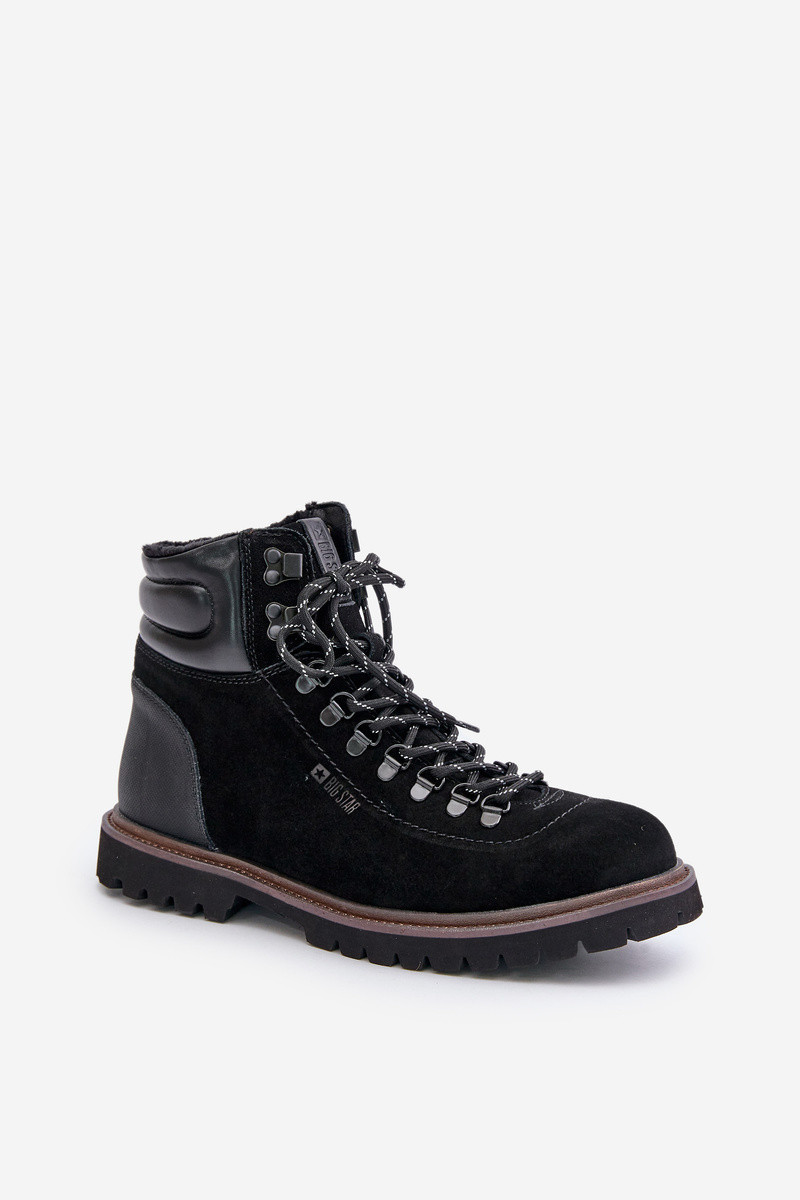 Semišové zateplené členkové topánky Pánske Big Star Hi-Poly System Black 43