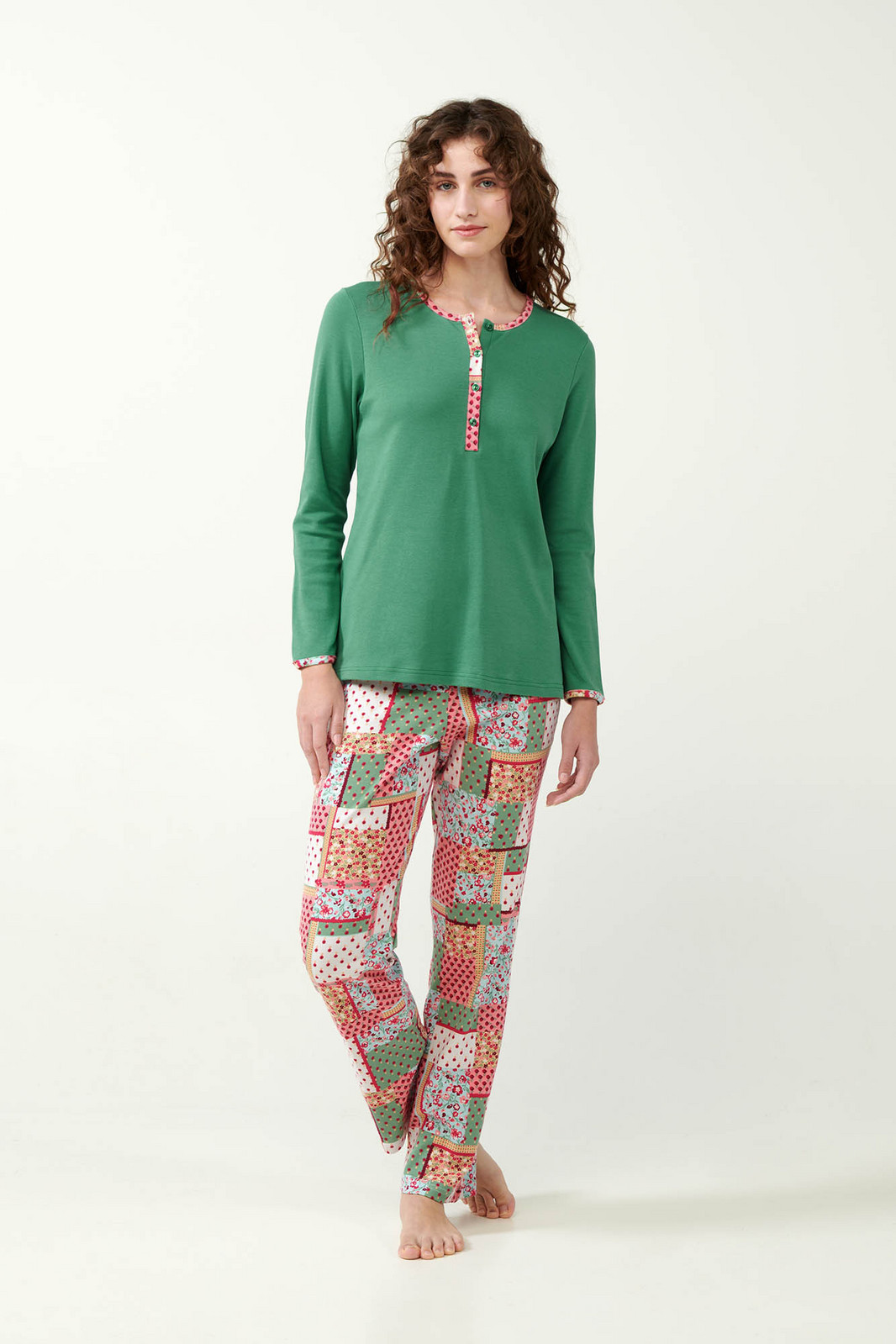 Vamp - Dámske bavlnené pyžamo 21370 - Vamp green barley L
