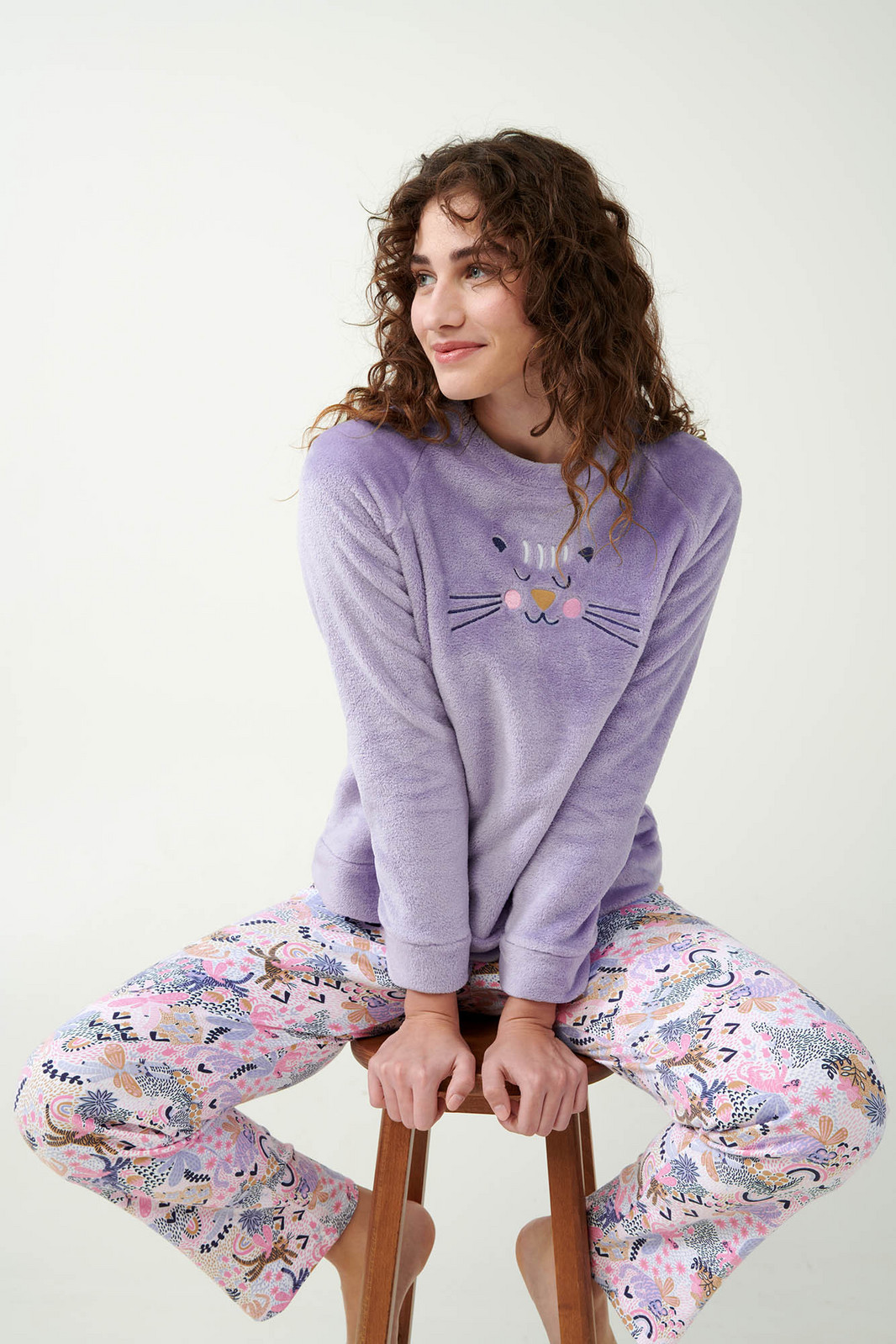 Vamp - Pyžamo s potlačou a flísovým vrchným dielom 21304 - Vamp lavender sweet XL